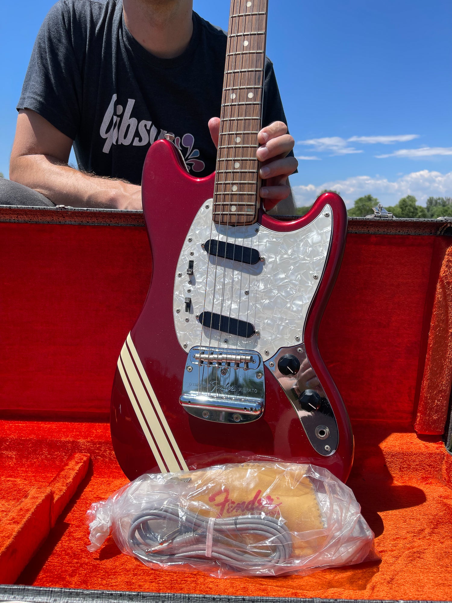 1972 Fender Mustang with case candy in guitar collection in Colorado