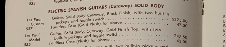 Gibson Les Paul Custom price in 1958