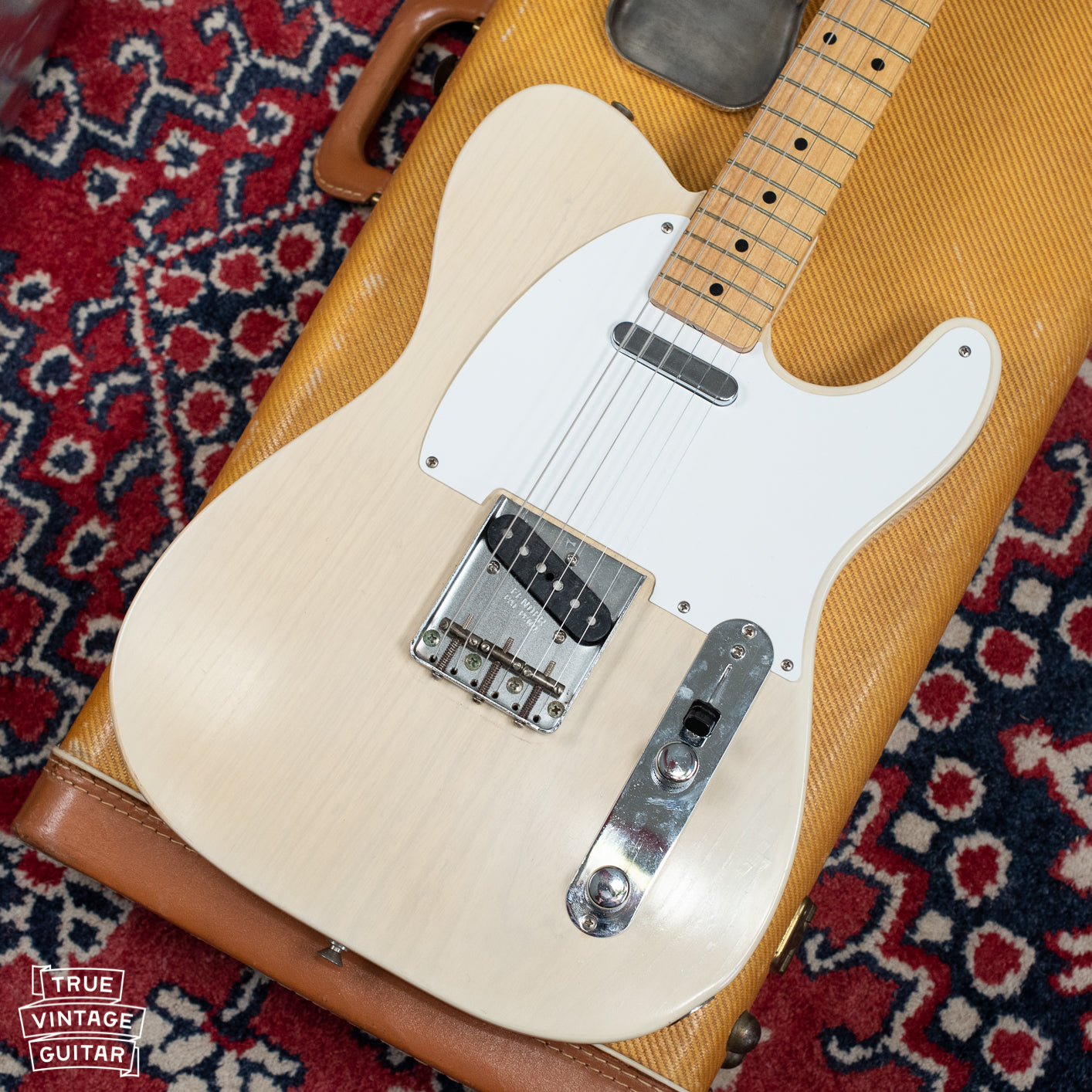 1957 Fender Telecaster in original Blond finish. Cream white color with white pickguard.