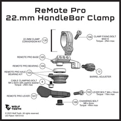 Remote Pro Dropper Lever Replacement Parts Diagram - 22mm Clamp