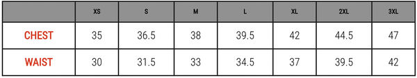 Size Chart for Wolf Tooth Trail Jersey by Pactimo