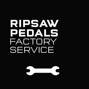 Graphic icon with text saying Wolf Tooth Ripsaw Pedals Factory Service