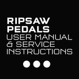Graphic icon with text saying Wolf Tooth Ripsaw Pedals User Manual and Service Guide