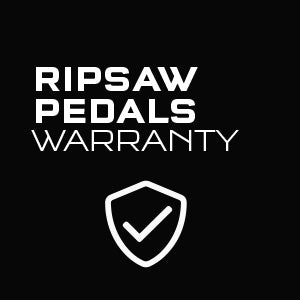 Graphic icon with text saying Wolf Tooth Ripsaw Pedal Warranty