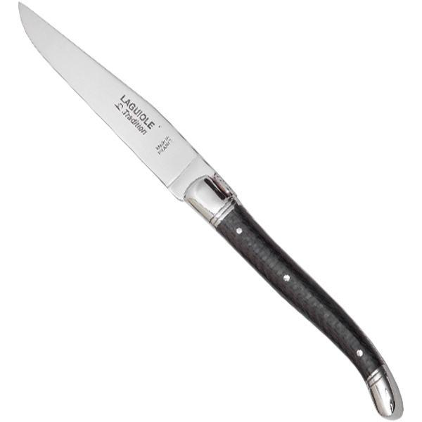 Se Steakkniv kulfiber med 2 stålkraver - Laguiole Tradition hos laguioleshop.dk