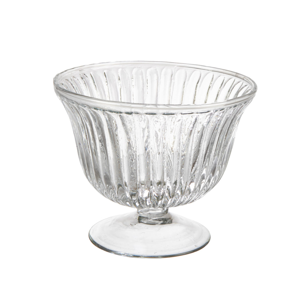 Ribbed Glass Footed Bowl