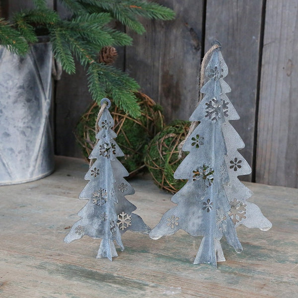 Hanging Antique Zinc  Christmas  Tree Decoration Two Sizes