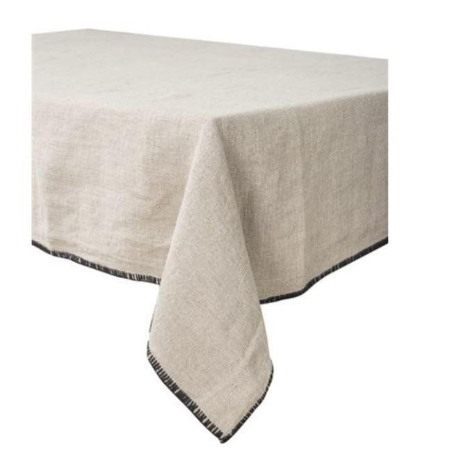 Linen Tablecloth with Overstitched Edge