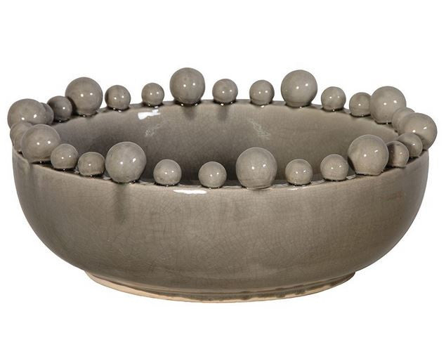 large grey ceramic fruit bowl