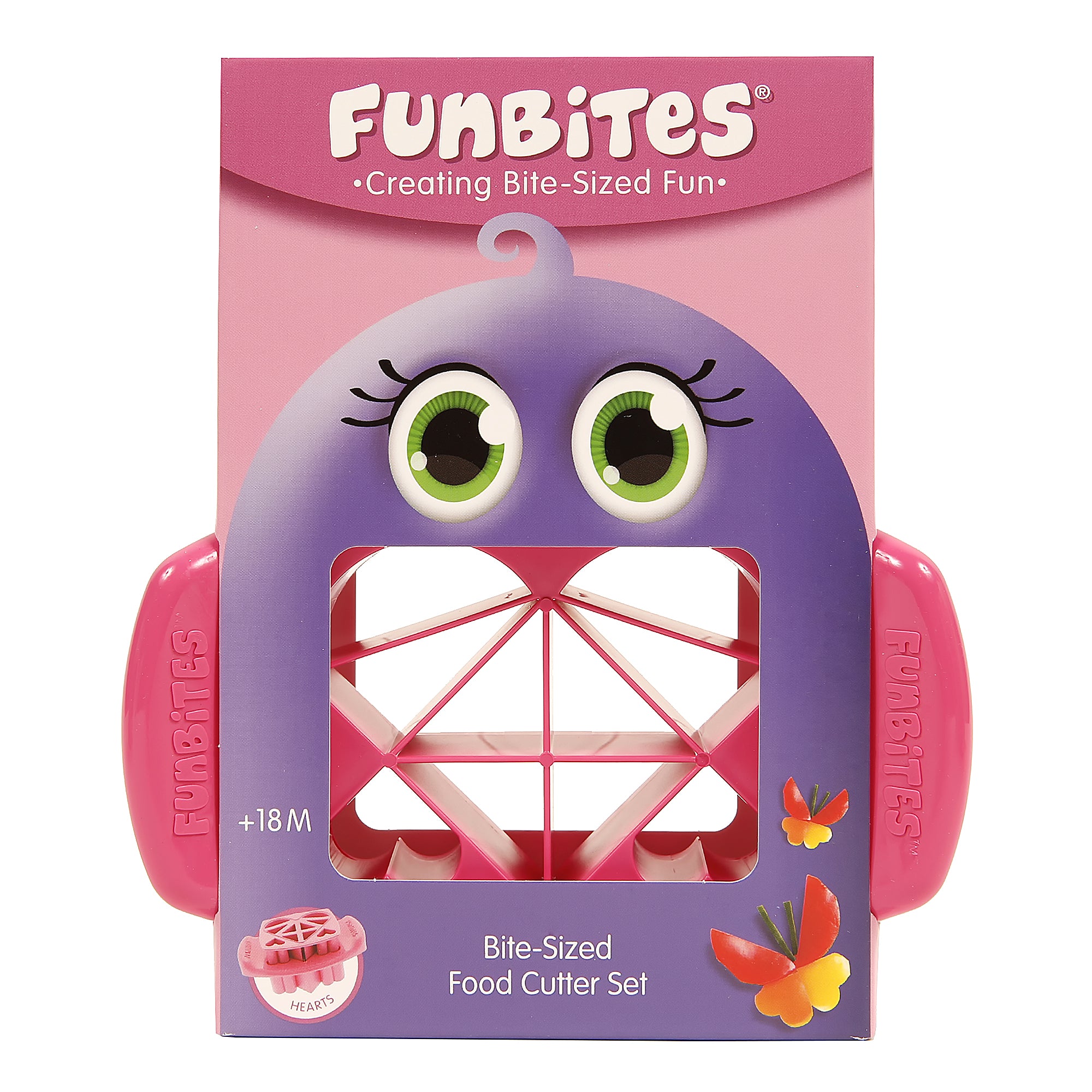 FunBites Food Cutter Set, Green Squares, Pink Hearts