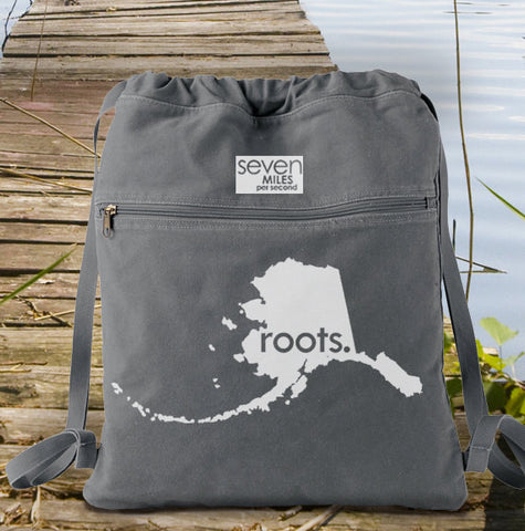 Alaska AK Roots Canvas Backpack Cinch Sack 0006