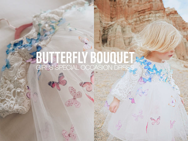 Lauren Elaine Butterfly Bouquet Girls Dress