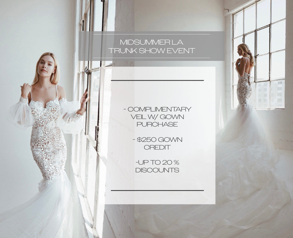 Receive a free veil and $250 gown credit when you book an appointment at Lauren Elaine Bridal in Los Angeles in August or September 2023