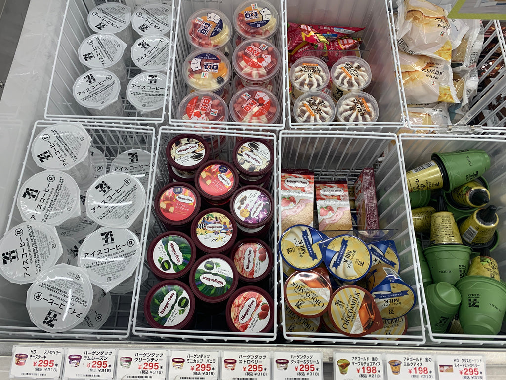 Variety of Traditional Western Ice Cream in Japanese Convenience Store 7-Eleven