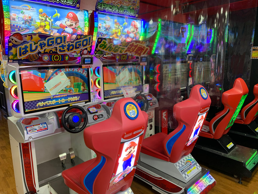 Japanese Mario Kart game in an arcade in Japan Tokyo Shinjuku