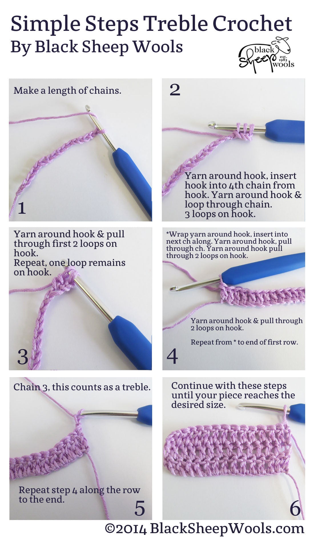 How to do a treble crochet simple steps Black Sheep Wools