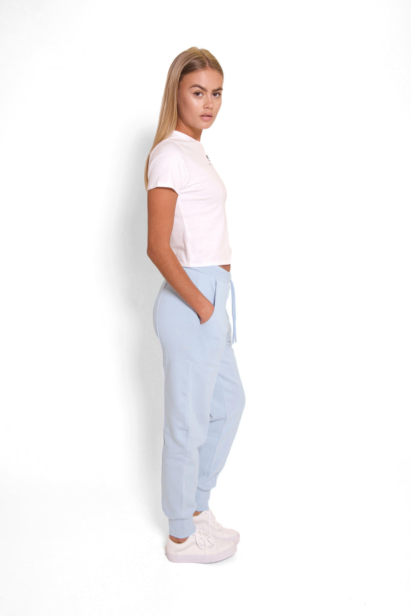 pastel blue sweatpants