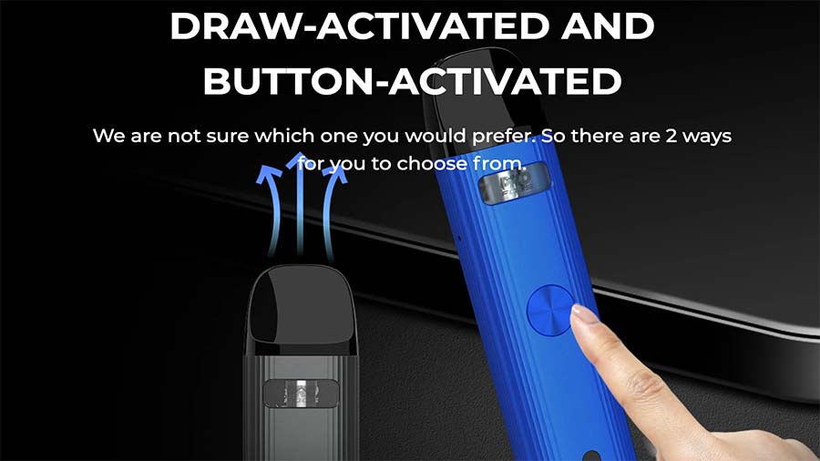 Diagram of draw activation on Uwell Caliburn G 2