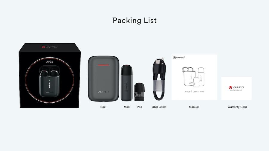 Vaptio Airgo Pod Kit | Packaging and Contents