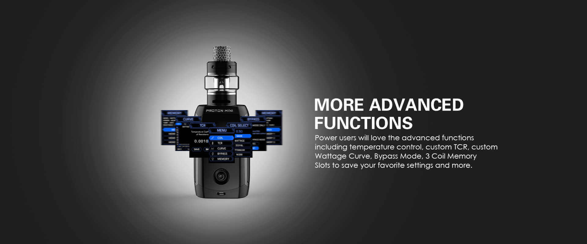 Advanced functions equipped in the Proton Mini Mod