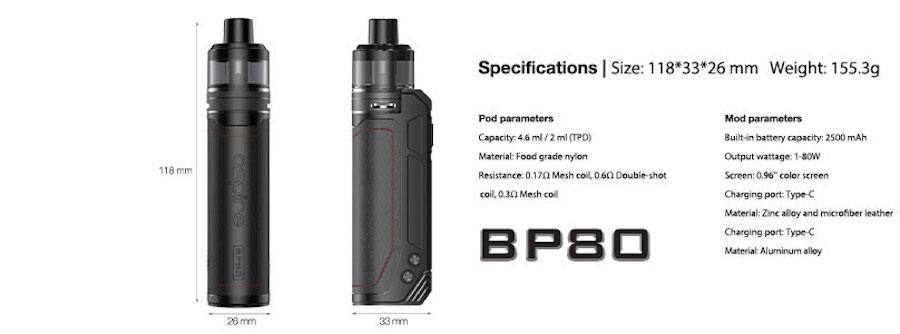 Aspire BP80 Pod Kit | Specs