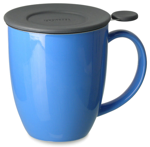 Satin Tea Mug - Curvy Ceramic Tea Mug with Metal Infuser