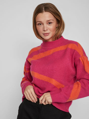 red and orange knit jumper
