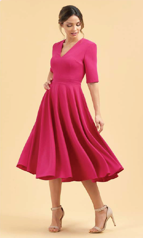 myla midi rasberry dress