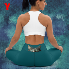 legging yoga motif chat