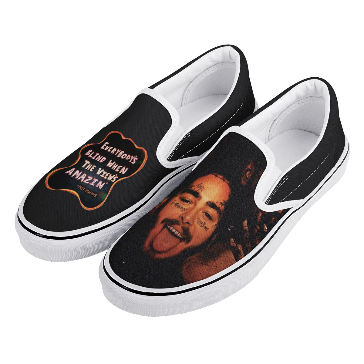 Shop Post Malone Custom Slip On Shoes - noxfan