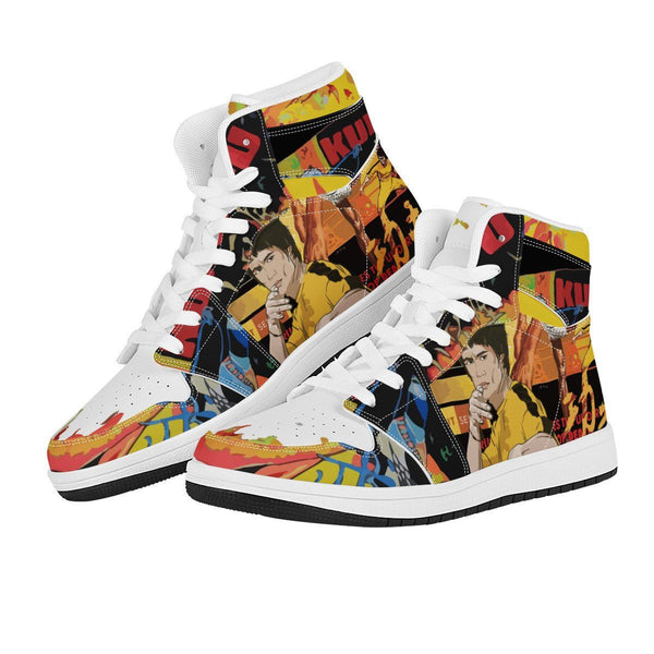 Bruce Lee High Top Leather Sneaker - Yellow | NOXFAN - noxfan