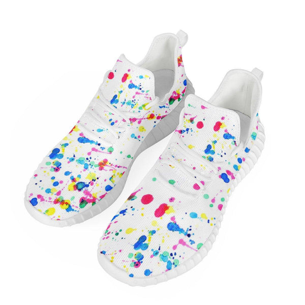 Paint Splattered Custom Yeezy Mesh Knit Sneaker - White | NOXFAN - noxfan