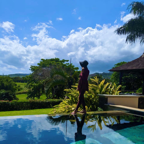 standing by pool