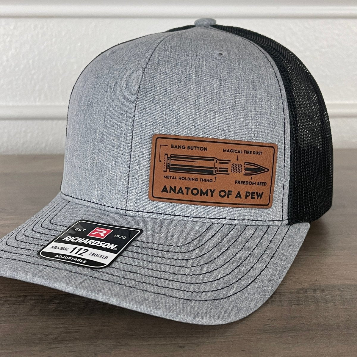 Anatomy Of A Pew 2A 2nd Amendment Leather Patch Hat Snapback Trucker