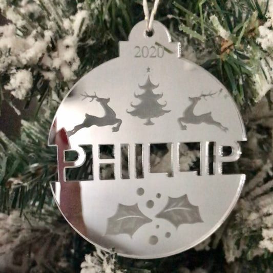 Personalized Name Geometric Christmas Ornament, Acrylic