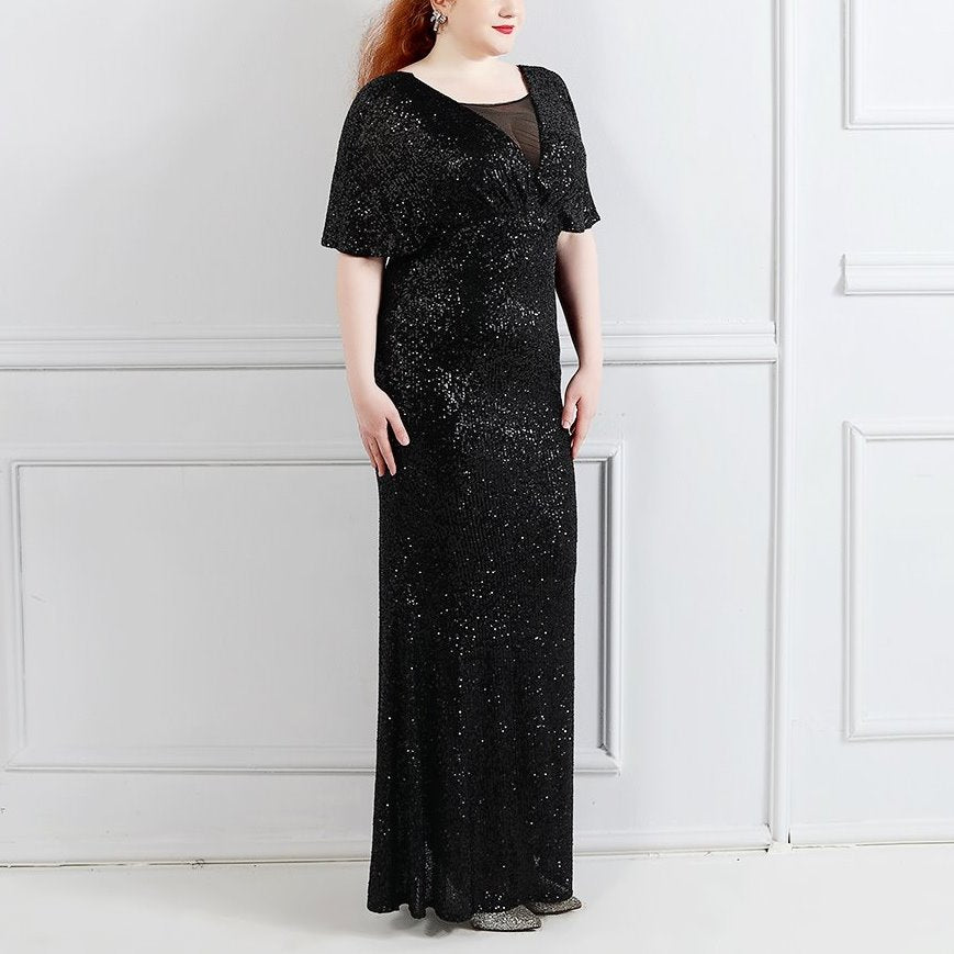 Skylar Plus Size Black Sequins Evening Dress Hello Curve 