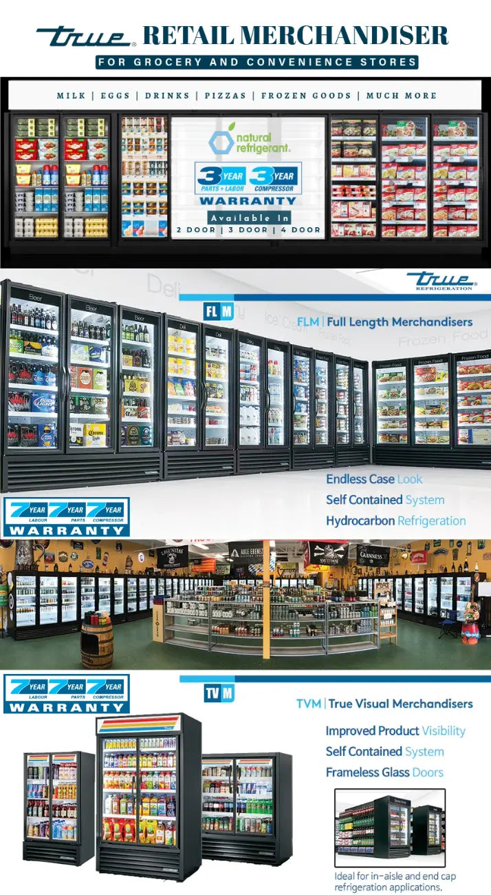 True FLM and TVM series for grocery store, liquor store, convenience and supermarket