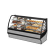 True TDM-DZ-77-GE/GE 77" Stainless Steel Curved Glass Dual Zone Refrigerated Bakery Display Case With Stainless Steel Interior
