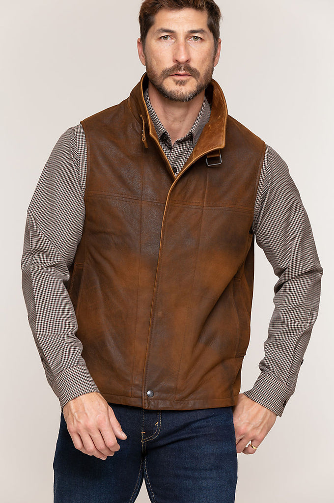 Trekker Lambskin Leather Vest with Shearling Collar – Overlandsleather