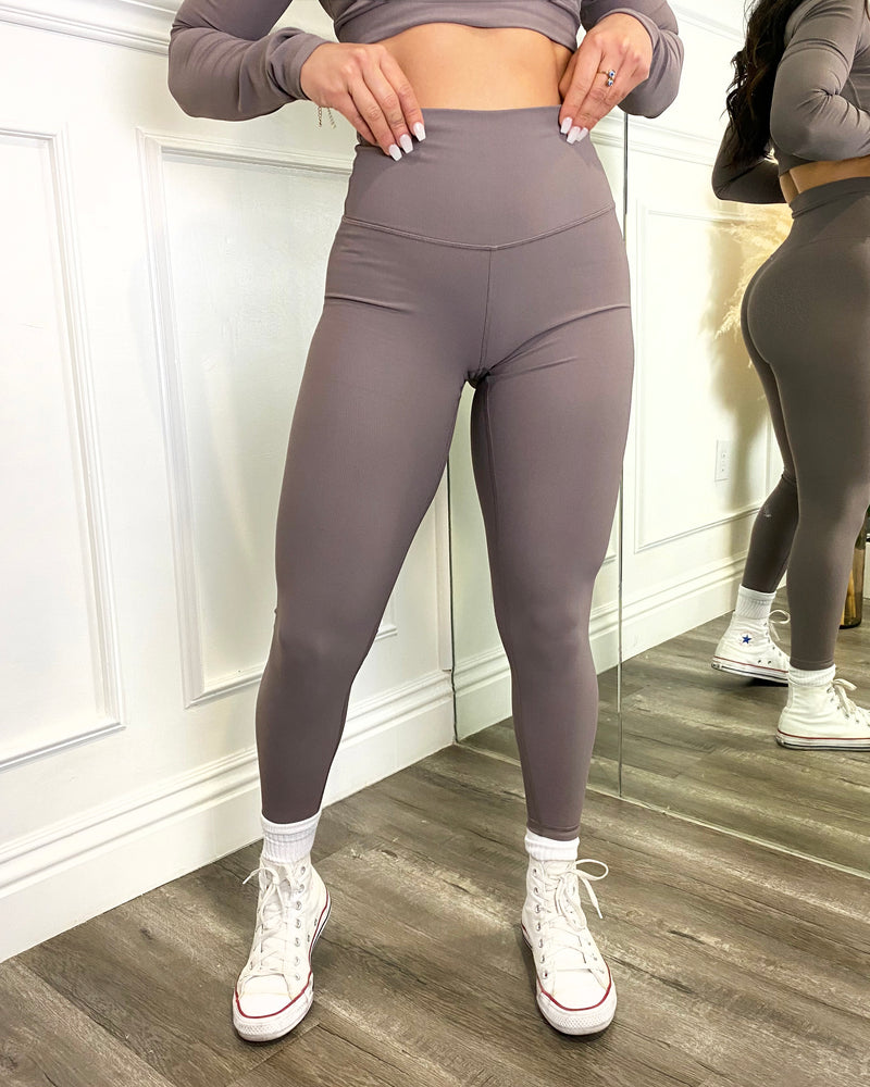 Ribbed Active Leggings (Coffee)
