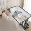 JOYMOR Baby Bassinet Sleeper with Breathable Net  Height Adjustable Bedside Cribs Gray/Beige