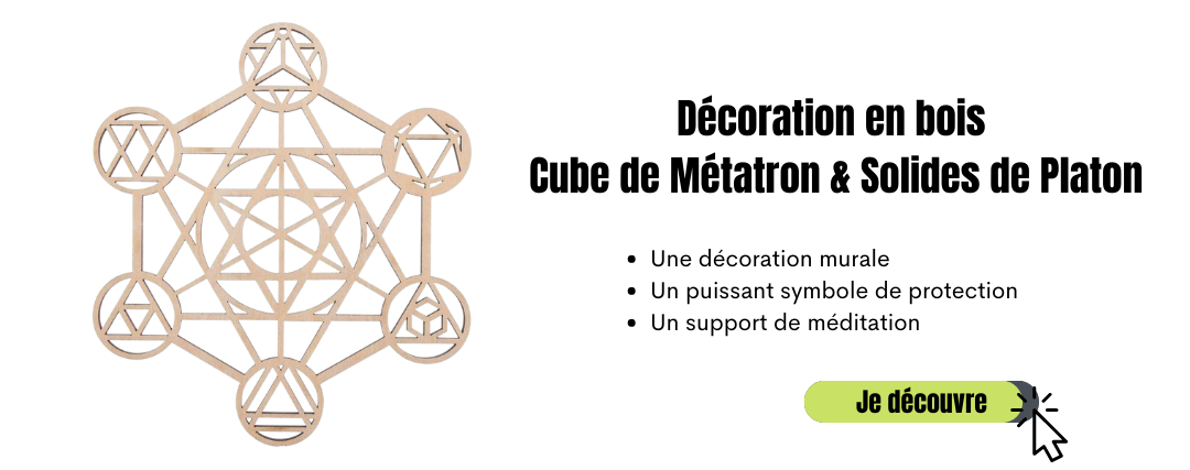 Décoration en bois cube de Métatron & solides de Platon