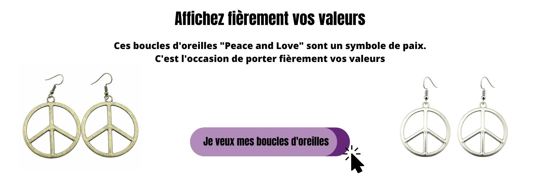 Boucles d'oreilles Peace and Love