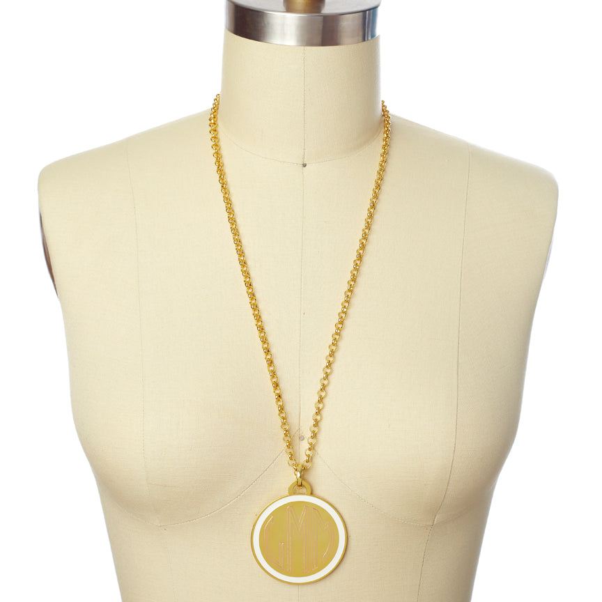 Monogram Tag Necklace in Winter White