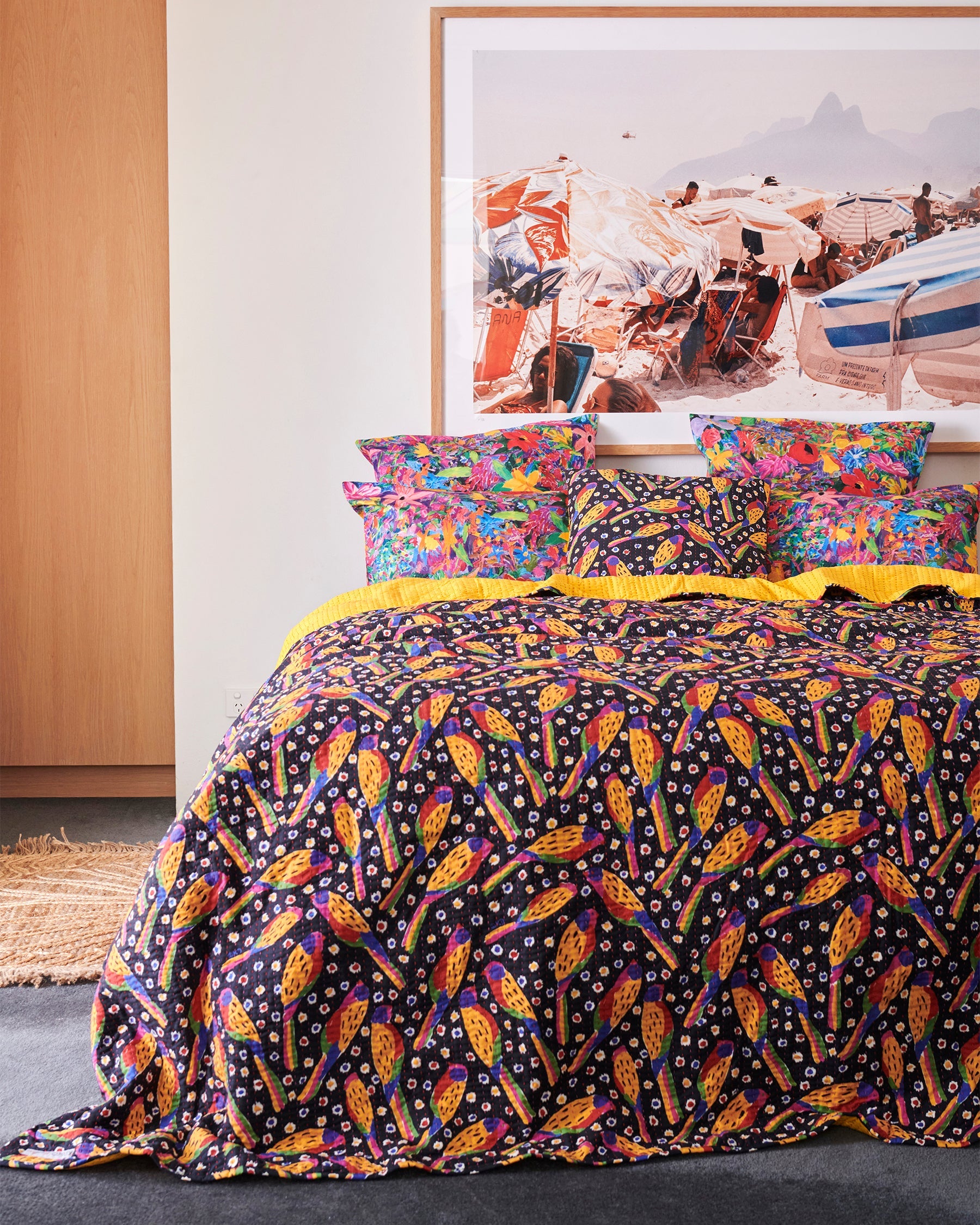 Kip&Co X Ken Done Parrot Party Kantha Bedspread