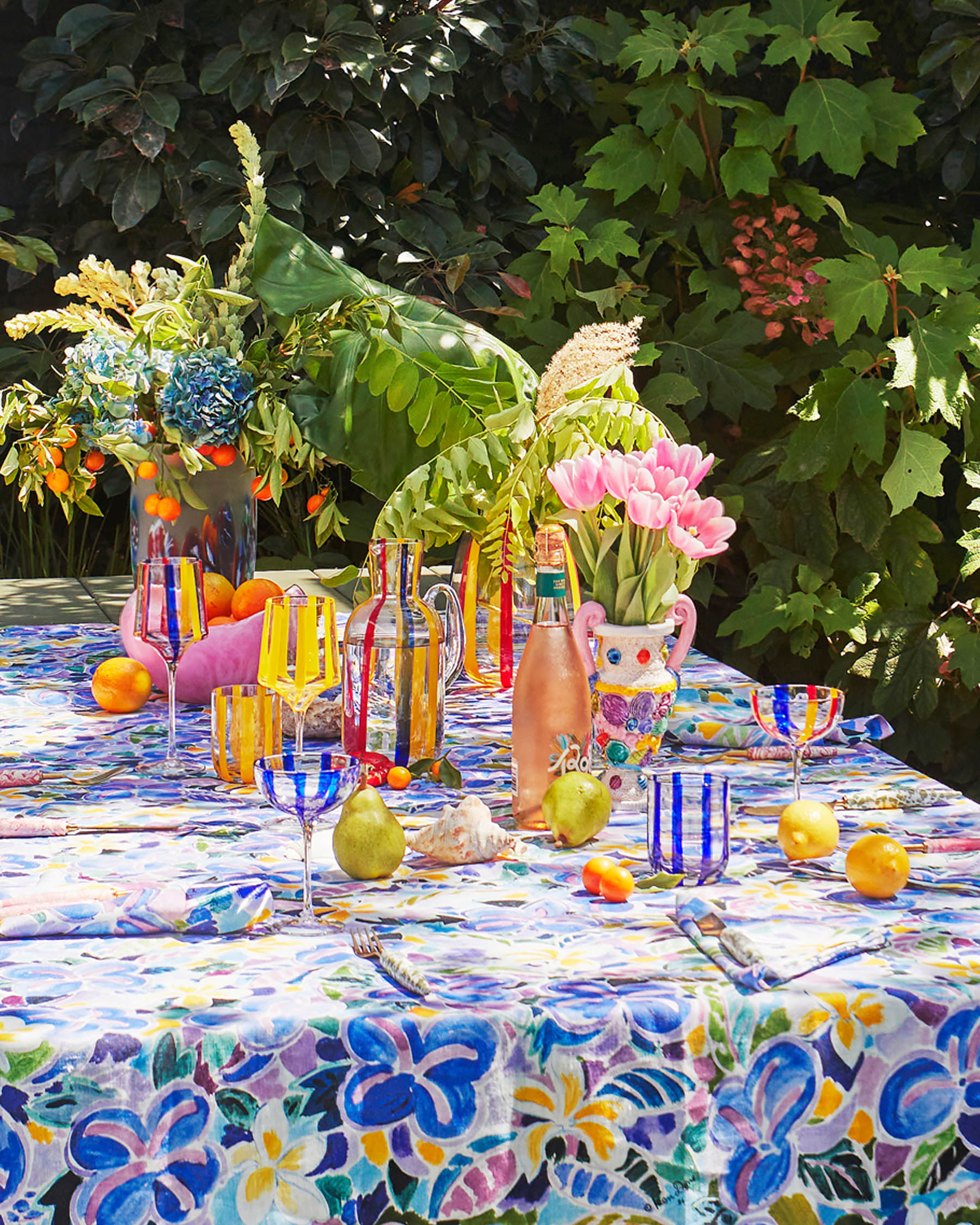 Kip&Co X Ken Done Frangipani Round Linen Tablecloth