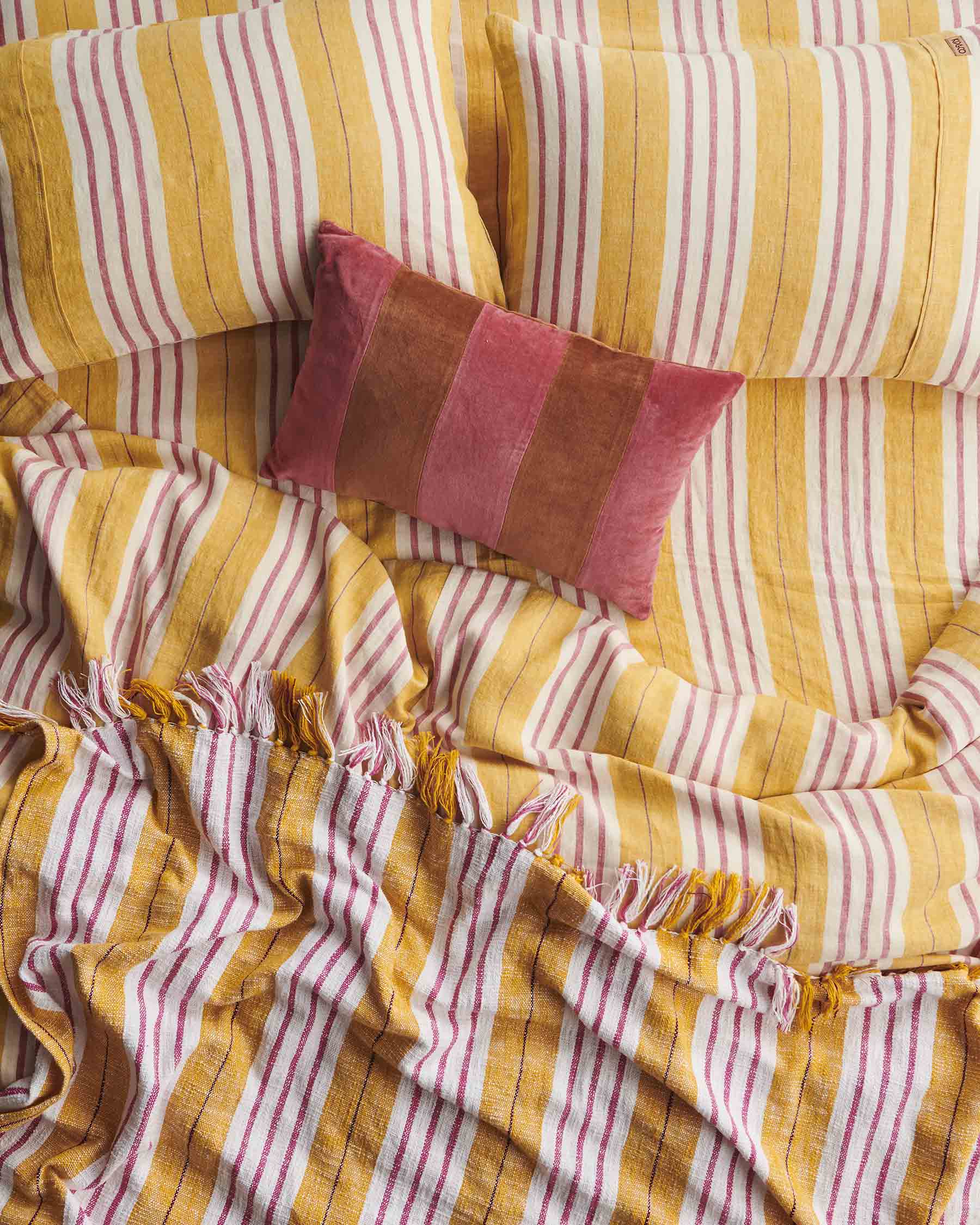 Sweet Stripe Woven Linen Flat Sheet (US)