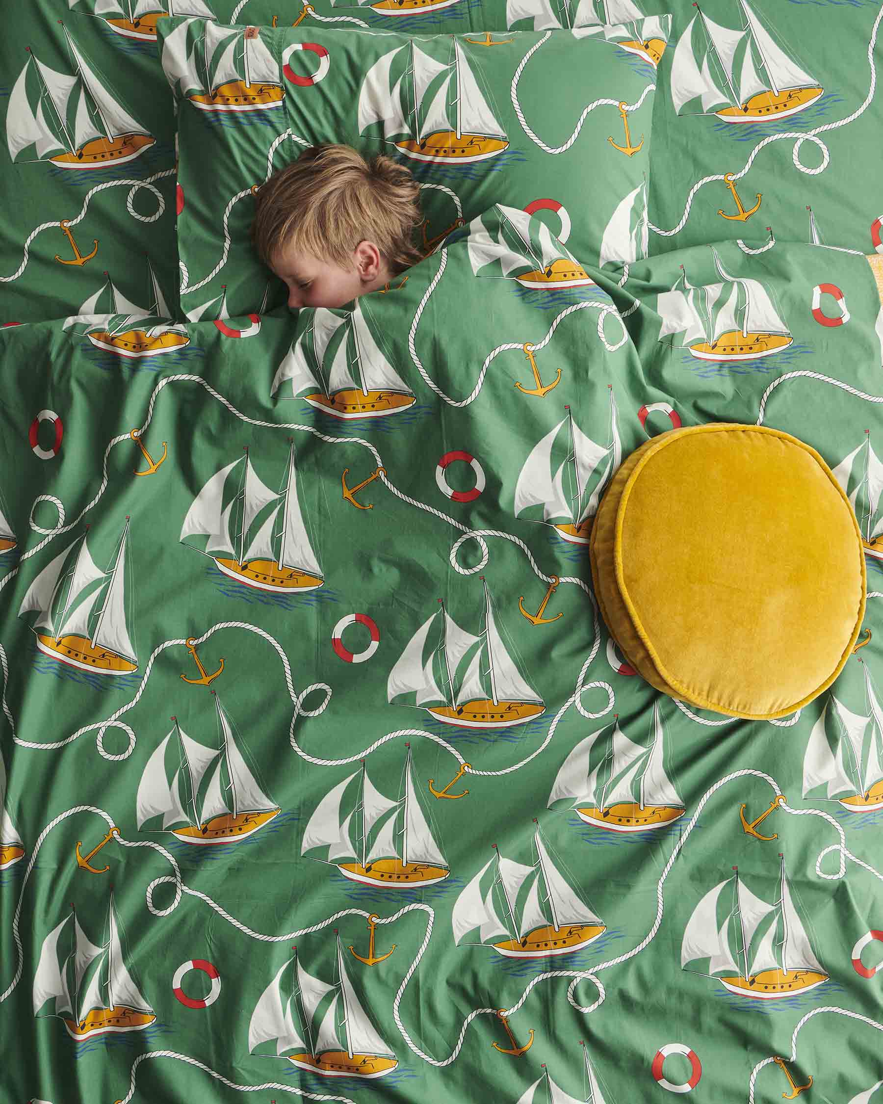 Hey Sailor Green Organic Cotton Quilt Cover (US)