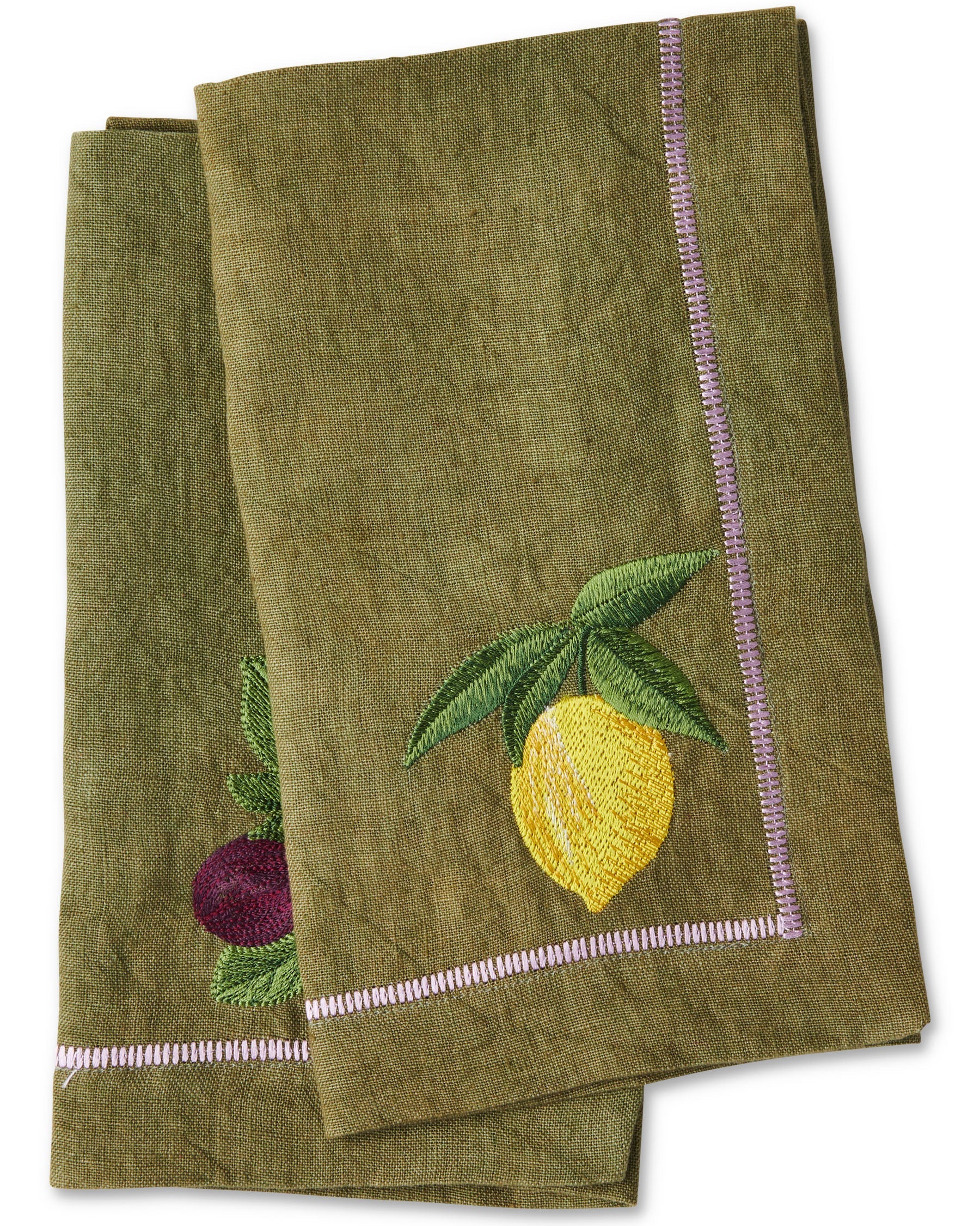 Autumn Fruits Embroidered Linen 4P Napkin Set