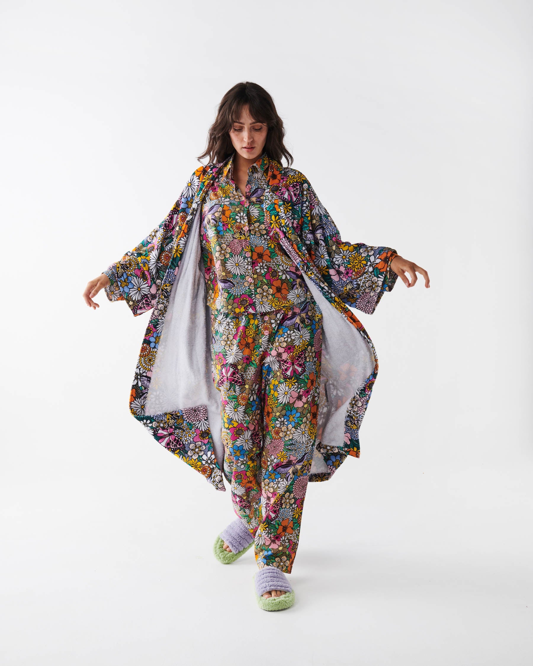 Bliss Floral Organic Cotton Long Sleeve Shirt & Pant Pyjama Set